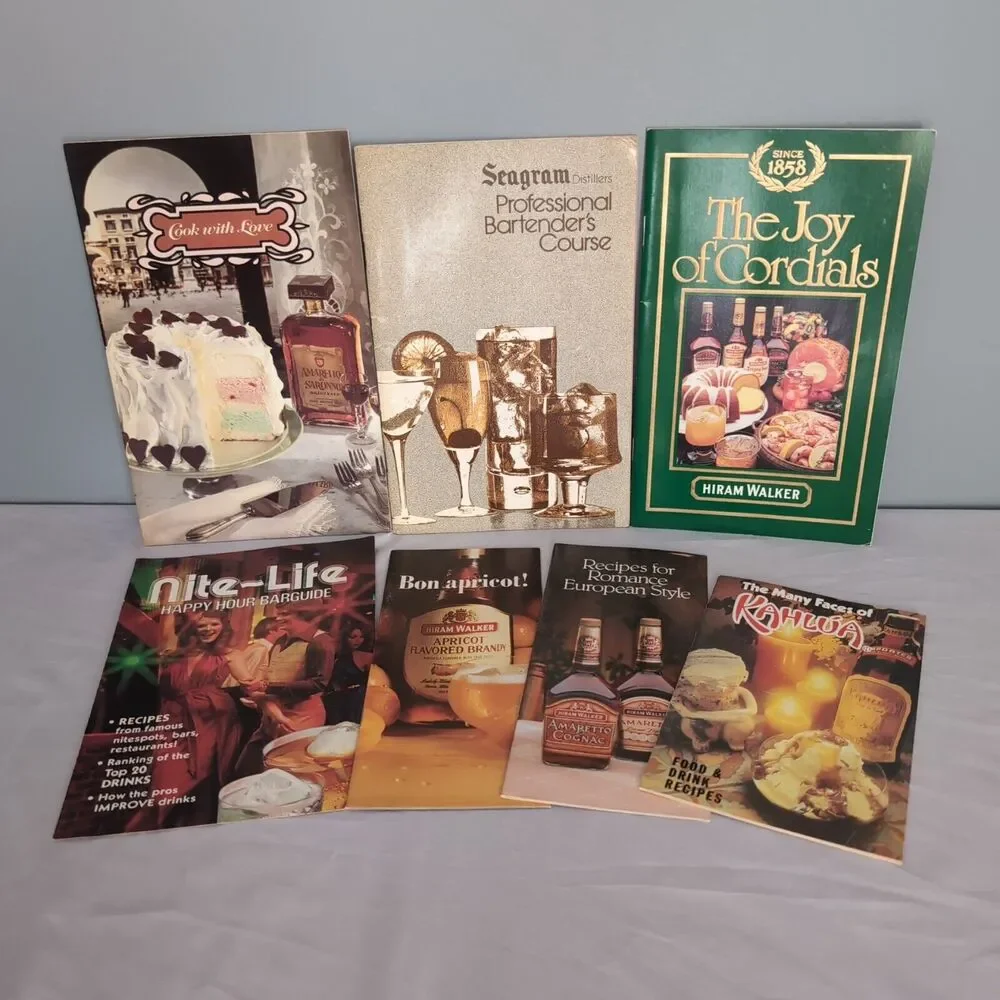 Lot of 7 Liquor Recipe Booklets Joy of Cordials Amaretto Seagram Kahlua Food